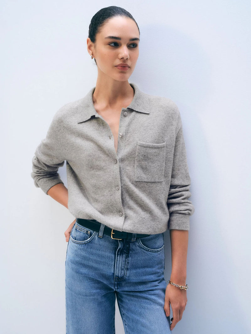 White + Warren Cashmere Button Shirt