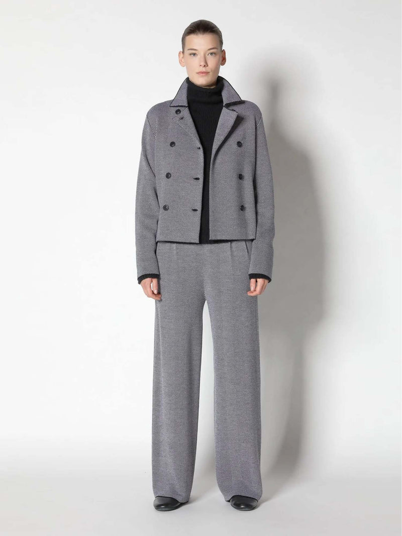 Sminfinity Herringbone Pleated Palazzo Pants