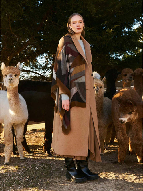 Cinzia Rocca Maxi Wool &amp; Silk Scarf with Stylized Pattern