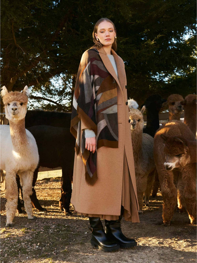 Cinzia Rocca Maxi Wool &amp; Silk Scarf with Stylized Pattern