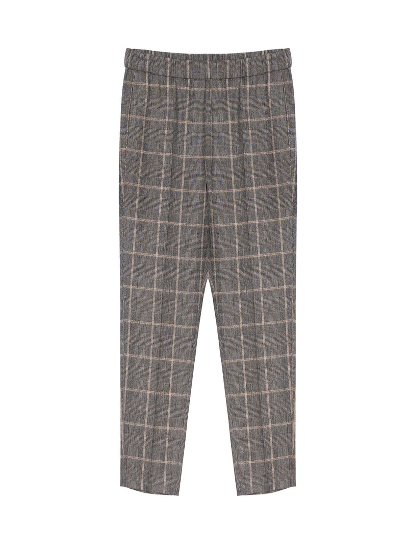 Peserico Prince of Whales Box Check Flannel Pull-On Pant