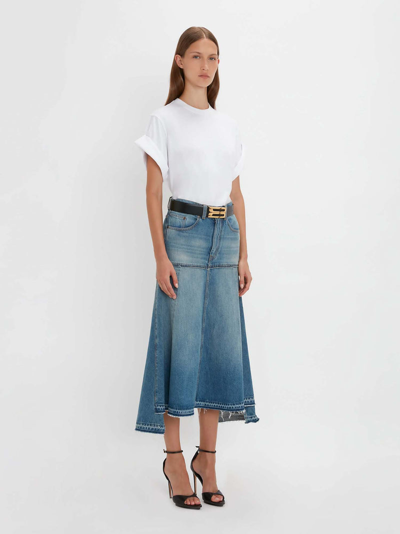 Victoria Beckham Fit-and-Flare Denim Skirt