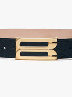 Victoria Beckham Croc Embossed Jumbo Frame Belt