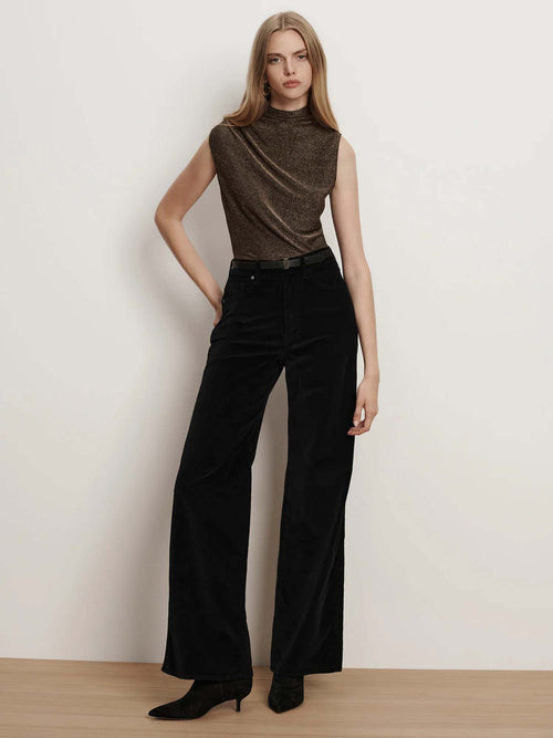 Veronica Beard Taylor High Rise Wide Leg Velvet Pants