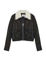 Dorothee Schumacher Sleek Statement Leather Jacket with Shearling Collar