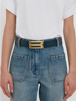 Victoria Beckham Croc Embossed Jumbo Frame Belt