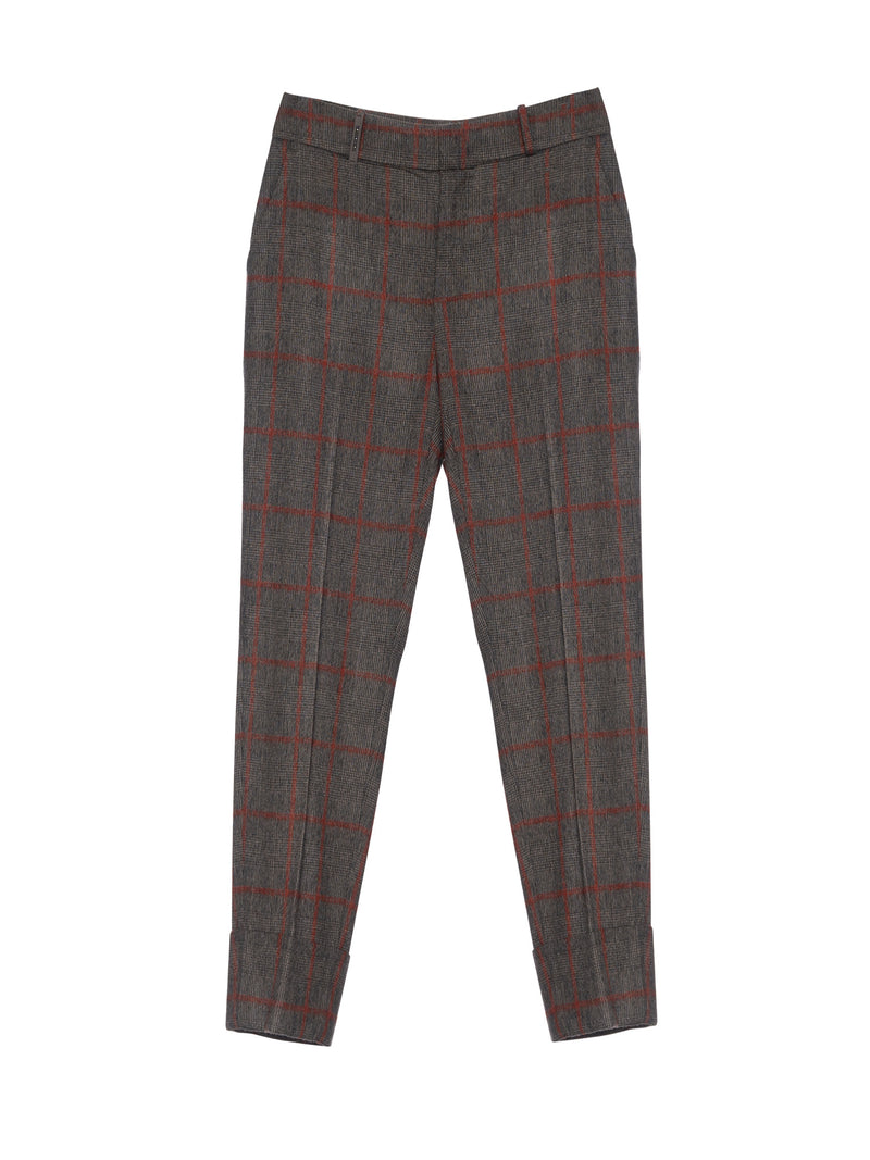 Peserico Stretch Wool Prince of Wales Cuffed Pants