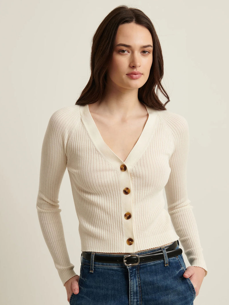 Patrick Assaraf Cupro Ribbed Cardigan