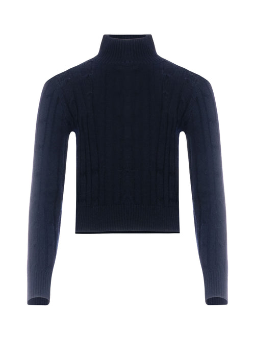 Patrick Assaraf Merino Cable Relaxed Mock Neck