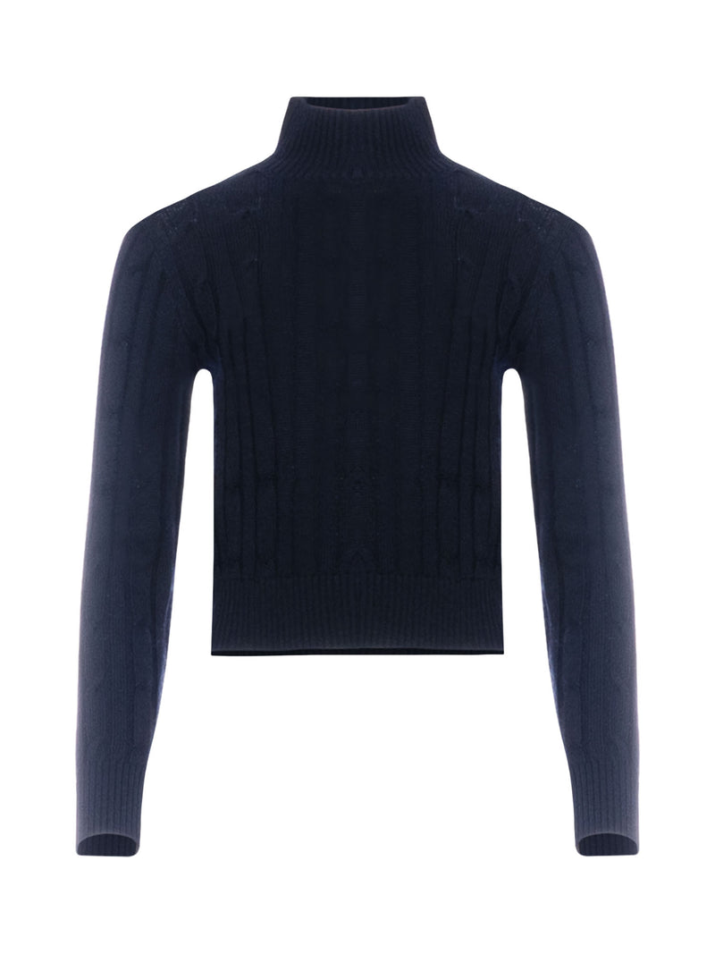 Patrick Assaraf Merino Cable Relaxed Mock Neck