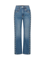 Veronica Beard Dylan High Rise Straight Studded Jean