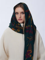 Cinzia Rocca Wool Scarf with Stylized Leaves