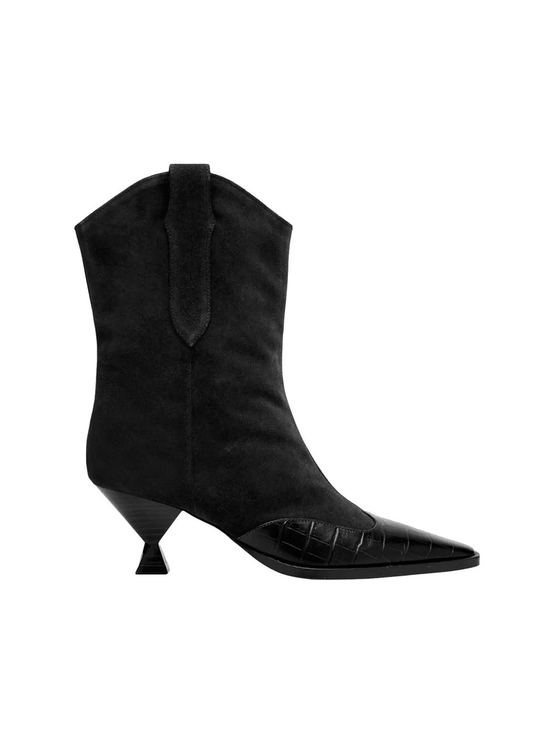 Maria Luca Nila Suede Croc Embossed Boot