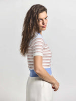 Derek Lam 10 Crosby Case Short Sleeve Stripped Sweater