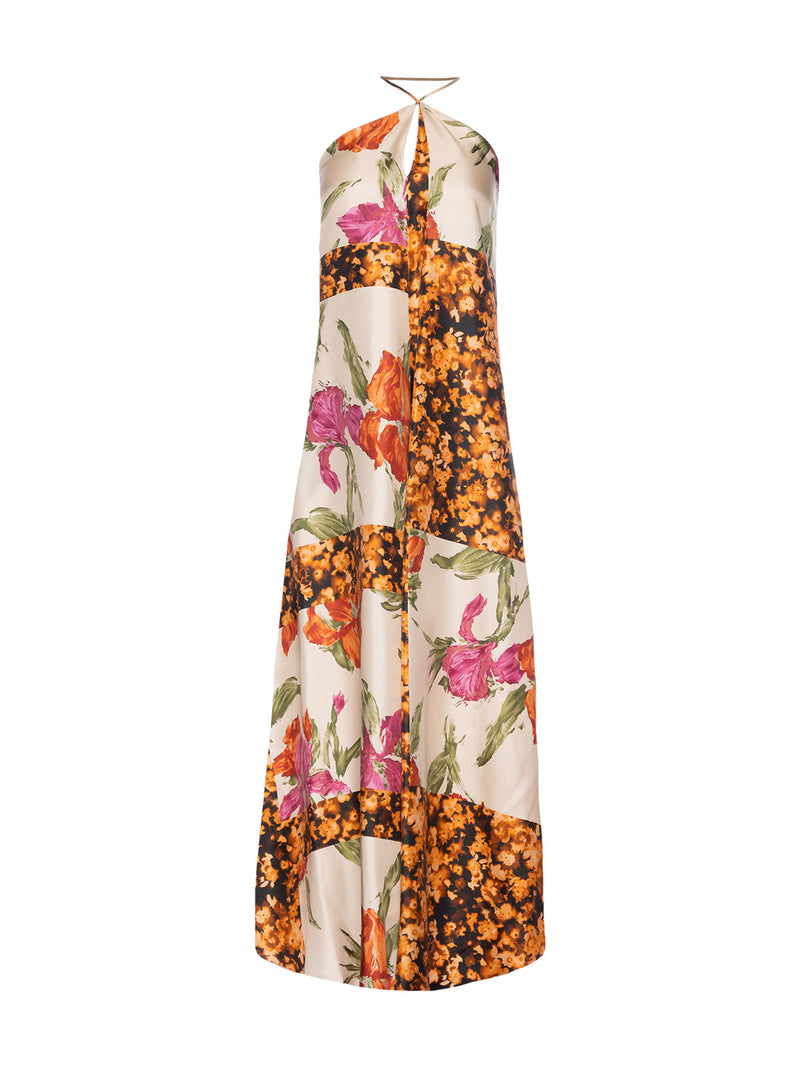 Erika Cavallini Floral Silk Halter Dress