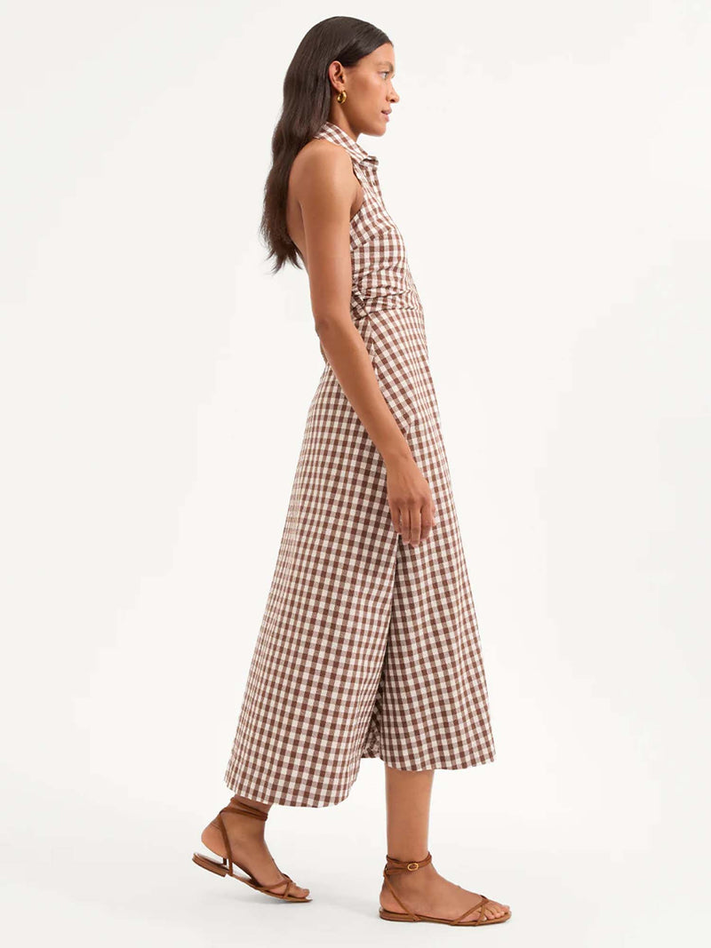 Veronica Beard Mackey Gingham Seersucker Halter Dress