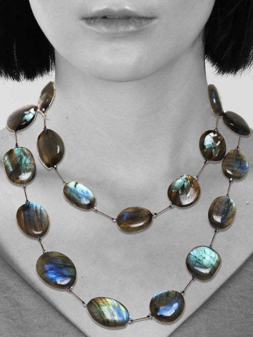 Margo Morrison Long Smooth Labradorite Nugget Necklace