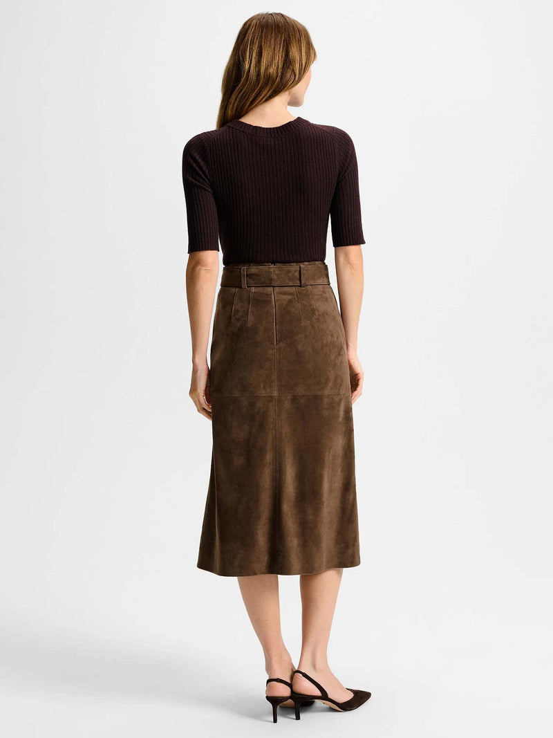Veronica Beard Alexie Suede Midi Skirt