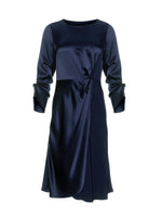 Mi Jong Lee Satin Faux Wrap Dress