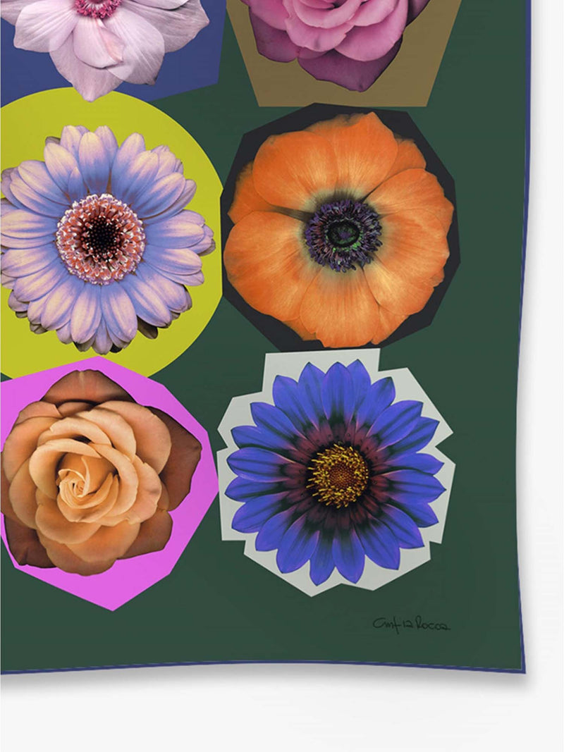 Cinzia Rocca Silk Twill Scarf with Floral Pattern