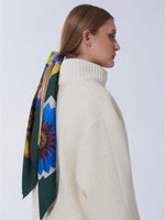 Cinzia Rocca Silk Twill Scarf with Floral Pattern