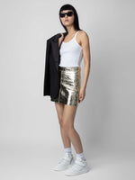 Zadig &amp; Voltaire Jinette Metallic Leather Mini Skirt