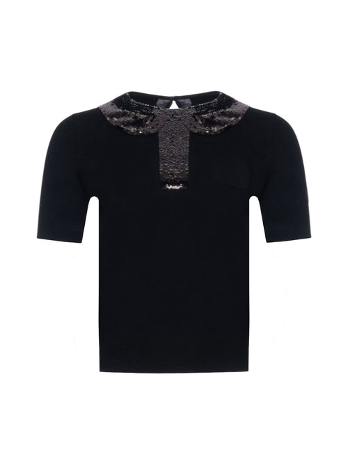 N&deg;21 Sequin Collar Detailed Top