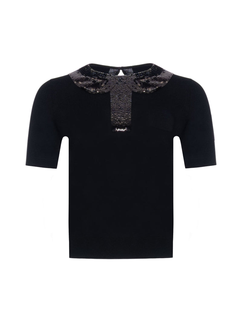 N&deg;21 Sequin Collar Detailed Top