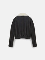 Dorothee Schumacher Sleek Statement Leather Jacket with Shearling Collar