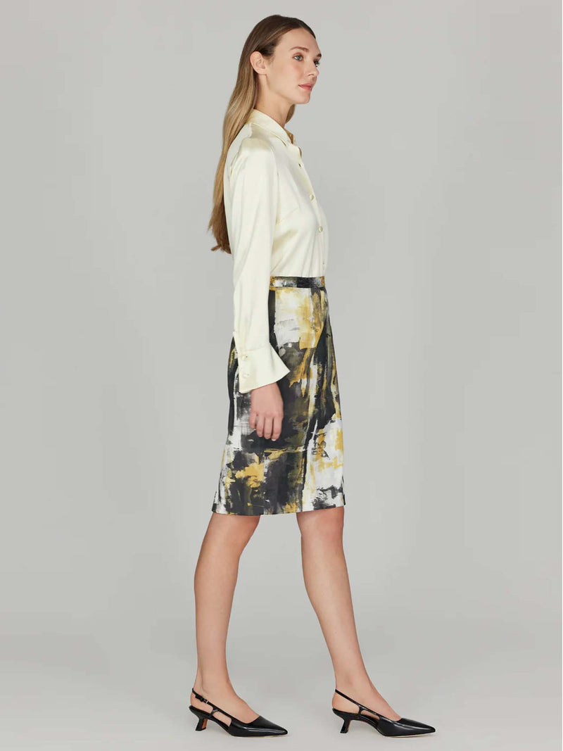 Mi Jong Lee Abstract Stretch Jacquard Pencil Skirt
