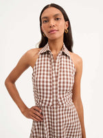 Veronica Beard Mackey Gingham Seersucker Halter Dress