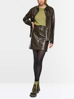 Marc Cain Sports Faux Leather Leopard Print Mini Skirt