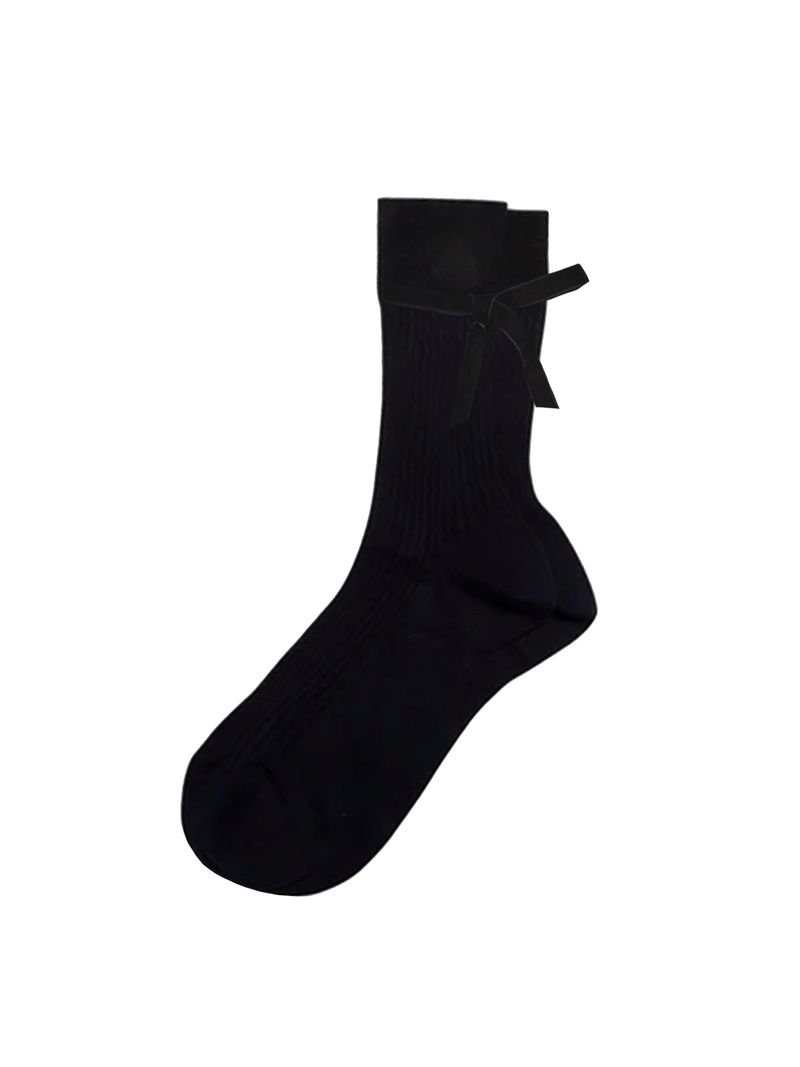 Maria La Rosa Ribbed Velvet Bow Socks