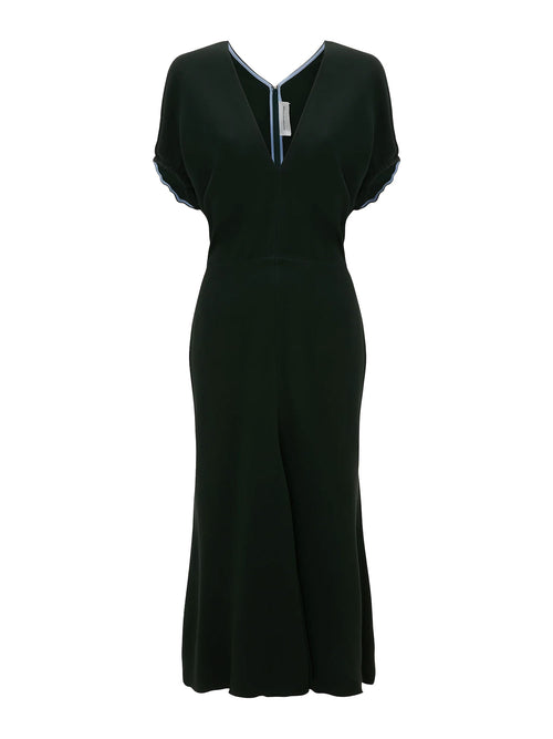 Victoria Beckham Blouson Detail Mini Vneck Dress