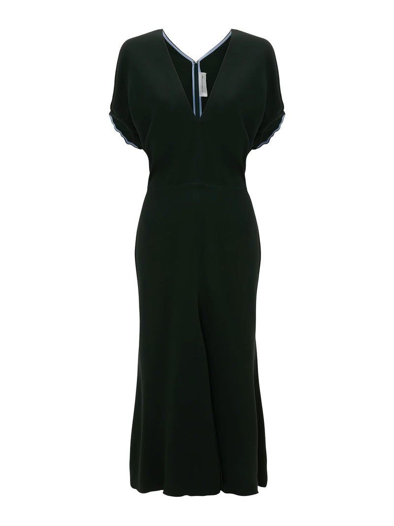 Victoria Beckham Blouson Detail Mini Vneck Dress