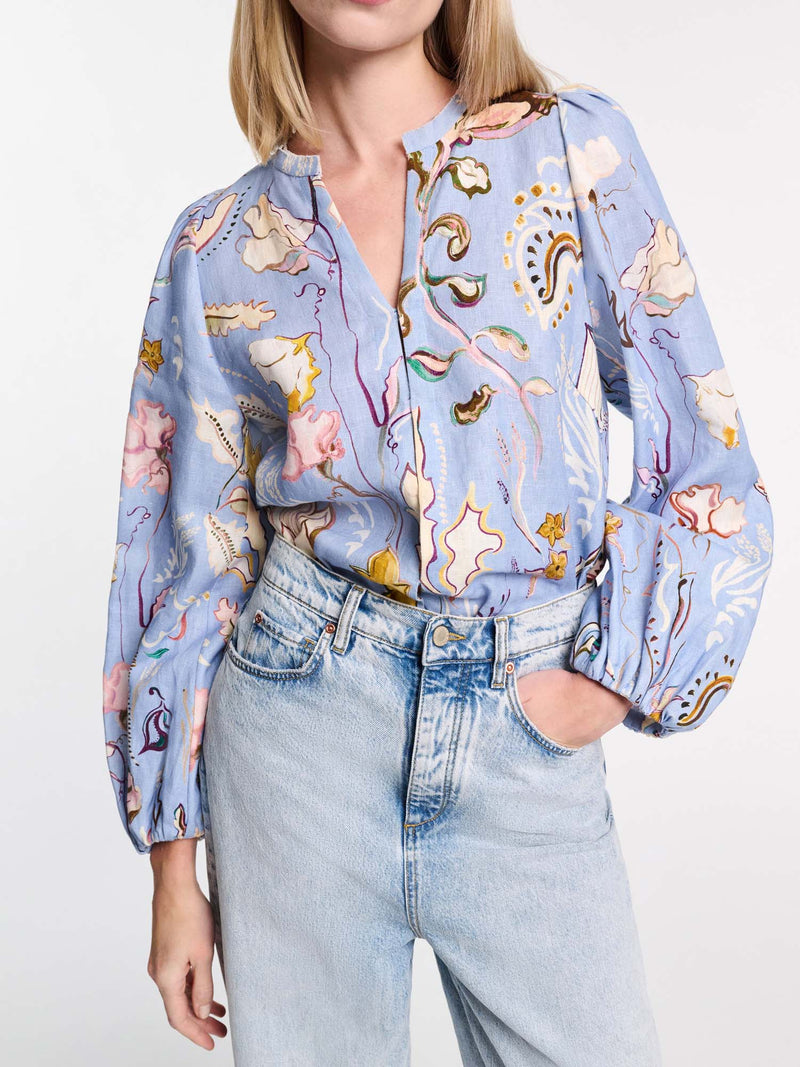 Dorothee Schumacher Floral Power Printed Linen Blouse