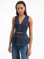 Veronica Beard Nickleby Belted Peplum Top