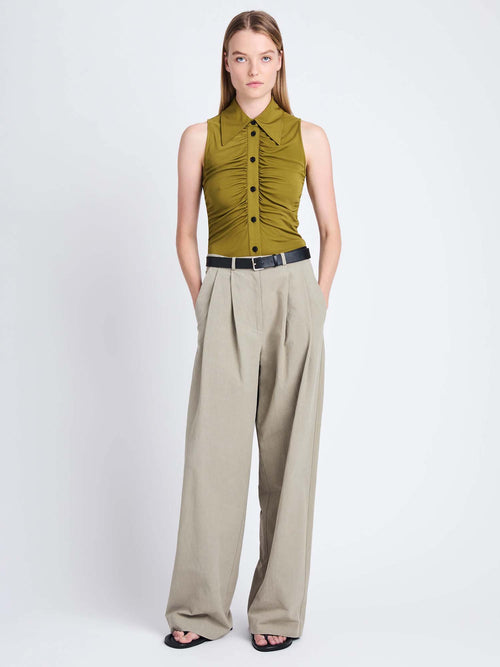 Proenza Schouler x White Label Helena Solid Crinkle Cotton Pant
