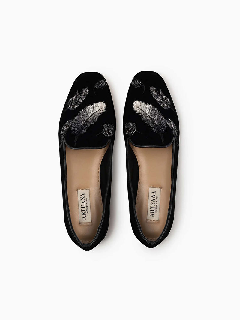 Arteana Gigi Velvet Smoking Slipper with 3D Embroidery
