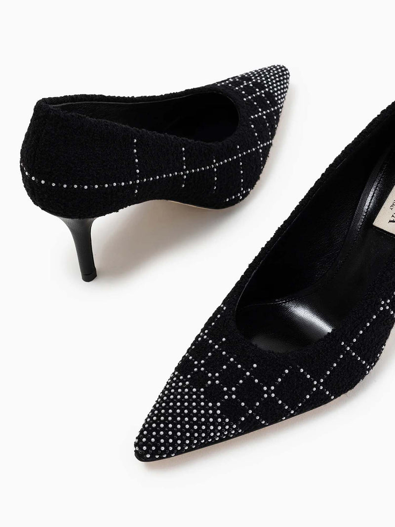 Arteana Perla 75 Tweed Pump with Pearl Embellishment