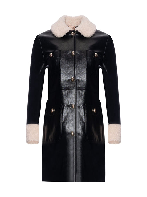 N&deg;21 Shearling Collar Leather Jacket
