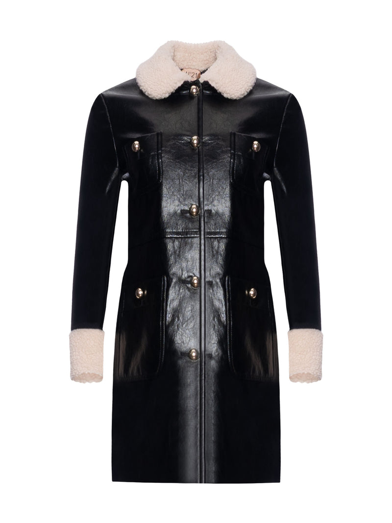 N&deg;21 Shearling Collar Leather Jacket