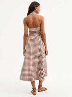 Veronica Beard Mackey Gingham Seersucker Halter Dress