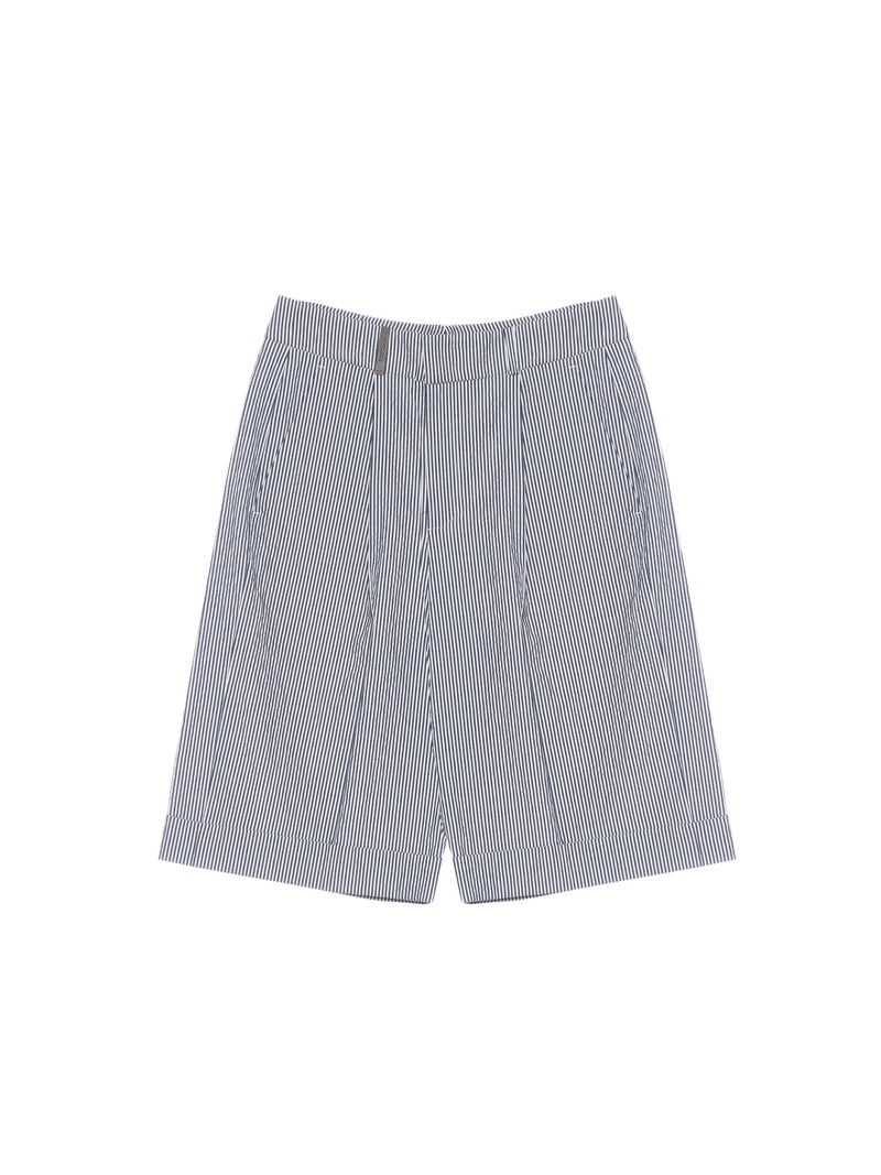 Peserico Stretch Striped Shorts with Pleats