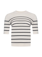 Patrick Assaraf Short Sleeve Cupro Stripe Sweater