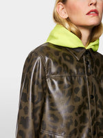 Marc Cain Sports Faux Leather Shirt with Leopard Print