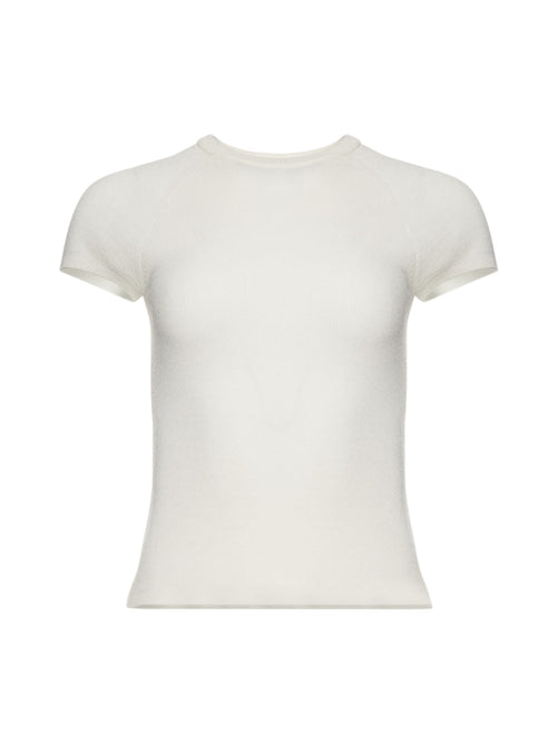 Patrick Assaraf Merino Rib Cap Sleeve T-Shirt