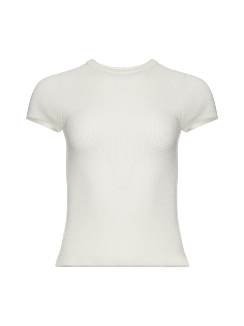 Patrick Assaraf Merino Rib Cap Sleeve T-Shirt