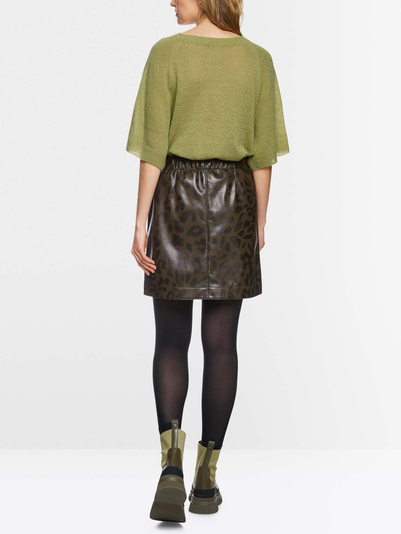 Marc Cain Sports Faux Leather Leopard Print Mini Skirt