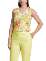 Marc Cain V-Neck Floral Printed Ribbed Top